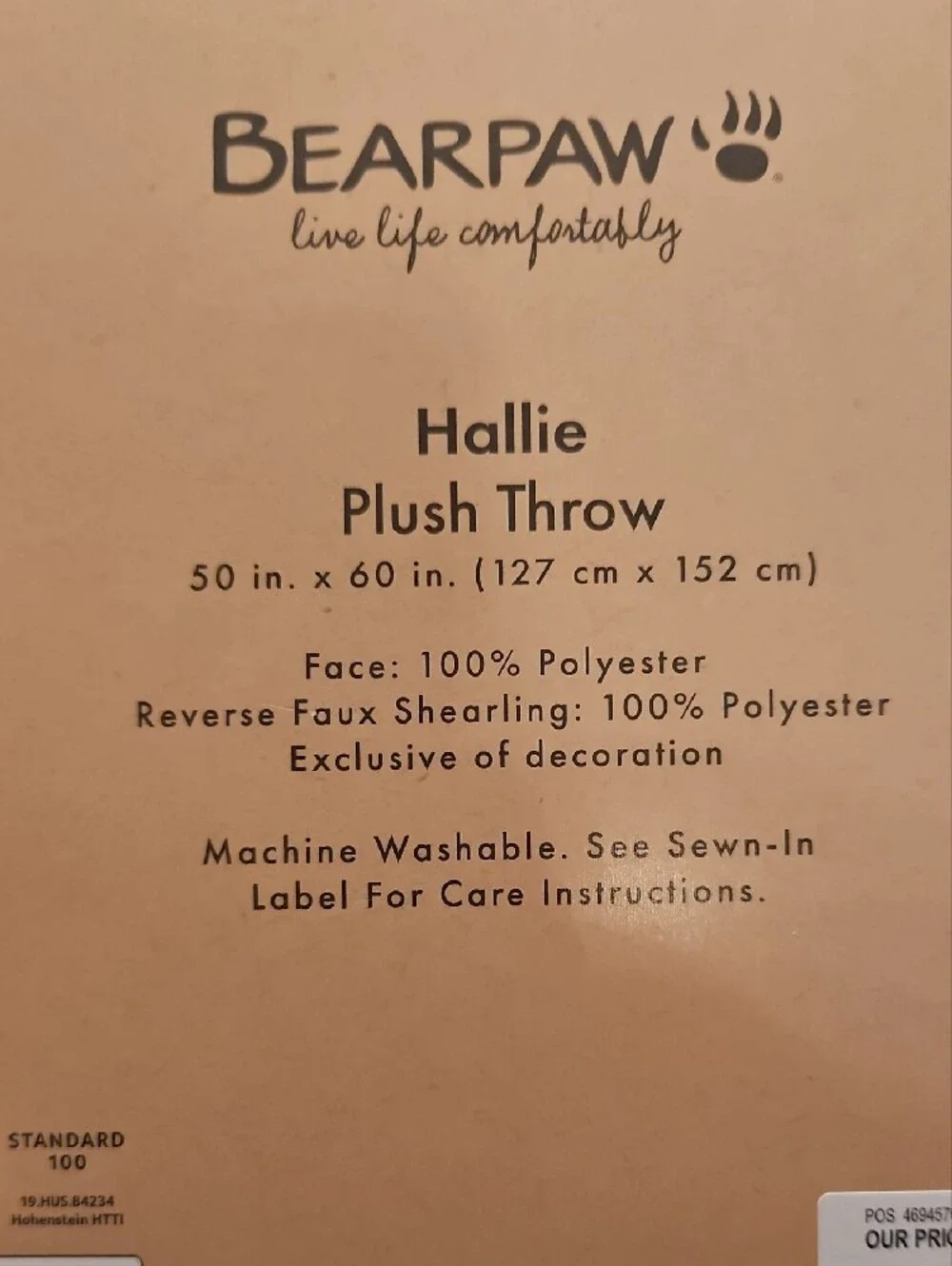 BearPaw Hallie Plush Throw Blanket in Cream